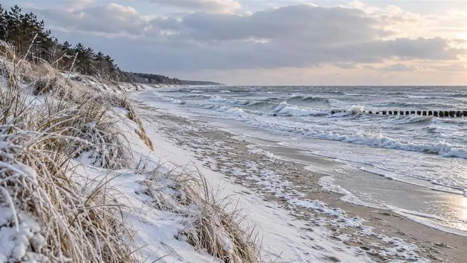 Zimowa plaża nad Bałtykiem