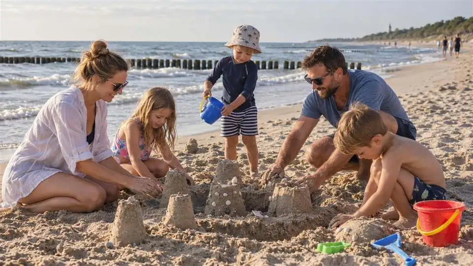 Rodzina bawiąca się na plaży