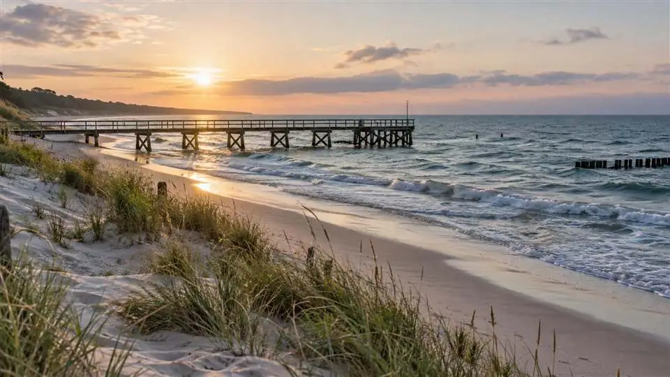 Pomost nad bałtycką plażą