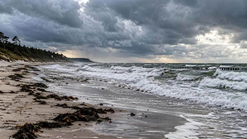Plaża po sztormie nad Bałtykiem